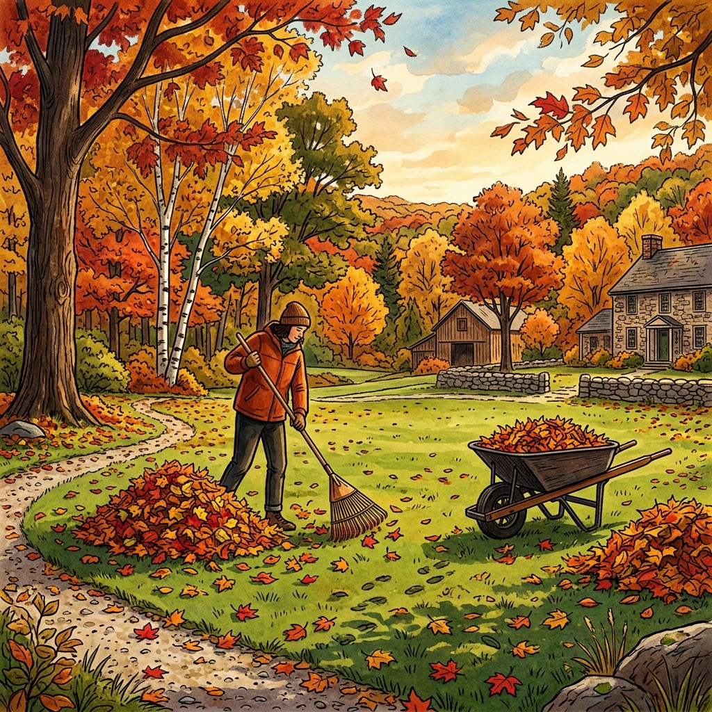 Illustrated fall cleanup guide for Central Connecticut