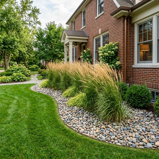 Decorative stone installation for garden beds in Central CT